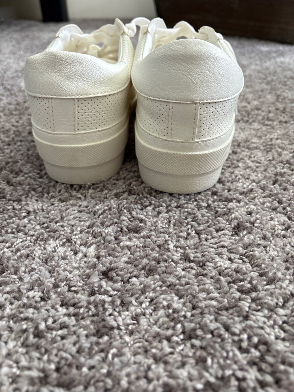 Cream Lace-Up Low Top Sneakers with Gum Sole - Picture 3 of 4